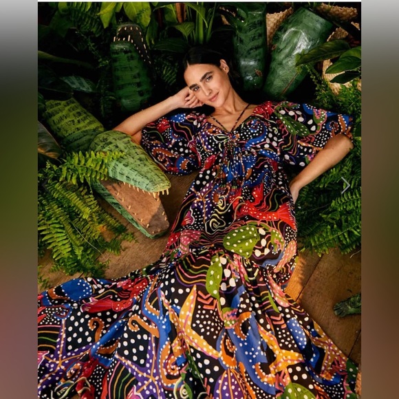 Farm Rio Under The Sea MIDI Cotton Dress Medium $275 - Picture 10 of 10